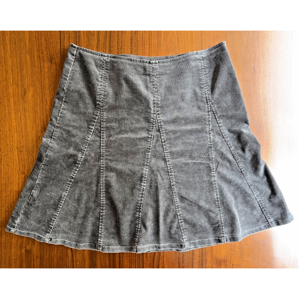 Gap Women's 2000s Stretch Paneled Corduroy Grey/Brown A-line Skirt - Size 14